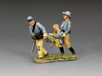 Carried Off--two Confederate soldiers carrying wounded officer--three figures on single base #0