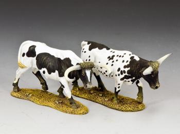 Texas Longhorns (Set #3)--two cattle figures (black and white mixes) #6