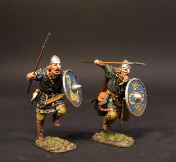 Svinfylking Viking Warriors Charging with spears #2324A, the Vikings, The Age of Arthur--two figures #0