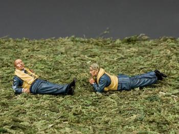 Fighter Pilots At Ease--two prone WWII RAF figures #0