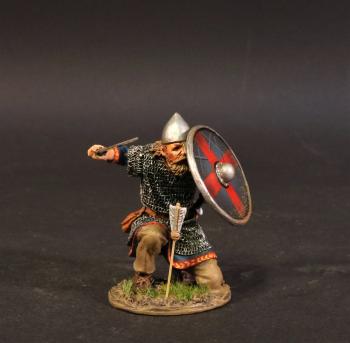 Kneeling Viking Warrior Defending with Sword (red cross on black shield), the Vikings, The Age of Arthur--single figure #0