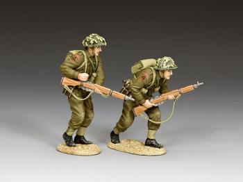 ‘Advancing Set’ with Sand bases--two WWII British Tommy rifleman figures #1