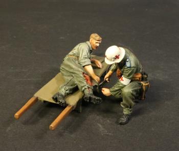 Wounded Tank Crew and Medic, Panzer I AUSF.A – Ambulance Version, German Armour, WWII--two figures and stretcher #0