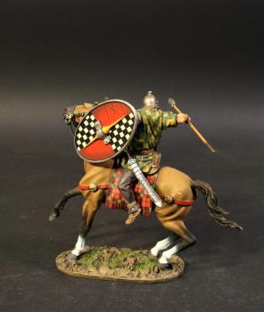 Gaul Cavalry #5B (round shield (quartered:  black/white checks and red)), Ancient Gauls, Armies and Enemies of Ancient Rome--single mounted figure #0