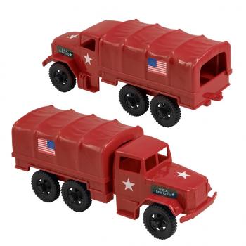 TimMee Plastic Army Men Trucks--M34 Deuce and a Half Cargo Vehicles (Red) #0