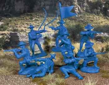 U.S. Cavalry (dismounted) Set#5--16 figures in 8 poses in medium blue - - LOW STOCK #1