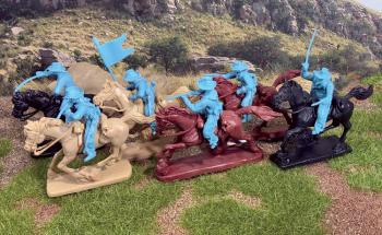 Mounted U.S. Cavalry (set #3) Light Blue )--6 unpainted figures in 6 action poses on 6 TSSD Horses* - LOW STOCK #2