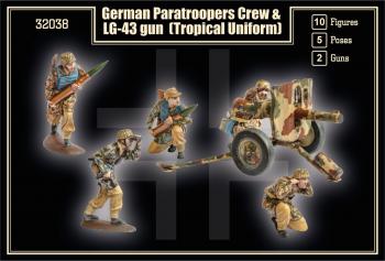 German Paratroopers Tropical Uniform with 10.5CM LG42--10 figures and 2 Guns--THREE IN STOCK. #0
