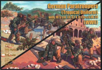 1/72 German Paratroopers in Tropical Uniform with 10.5cm LG 42 and 8cm sGW34 WWII--40 Figures in 10 Poses and 8 Guns (4 10.5 cm LG42 recoilless rifles & 4 mortars)--Awaiting restock. #10