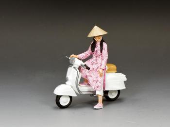 The Pink Lady Vespa Girl--single Vietnamese figure on Vespa #6