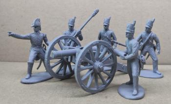 Image of U.S. Artillery (War of 1812)--1 officer, 8 gunners, and 2 field gun models--TWO IN STOCK.