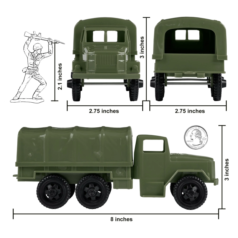 TimMee Plastic Army Men Trucks--M34 Deuce and a Half Cargo Vehicles (OD Green) #2