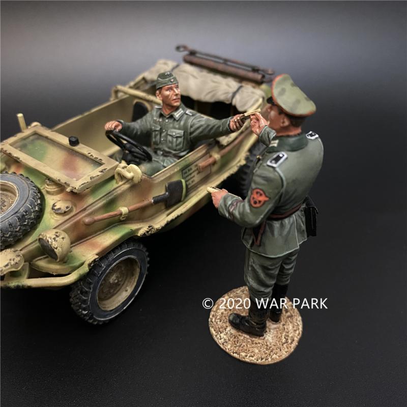 Feldgendarme Officer Checking Schwimmwagen 166, Battle of Kursk--vehicle and two figures #2