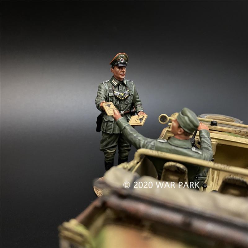 Feldgendarme Officer Checking Schwimmwagen 166, Battle of Kursk--vehicle and two figures #4