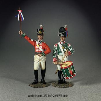 Image of "The King’s Shilling", British Recruiting Sergeant and Drummer, 1812-16--two figures