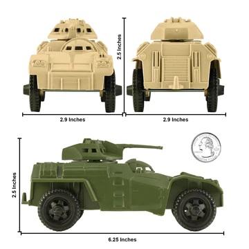 TimMee Plastic Recon Patrol Armored Cars--two plastic army men scout vehicles (OD Green and Tan) #2