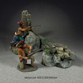 Image of Ambush Set, No.3 Two Native Warriors Behind Rocky Outcropping--two figures and outcropping