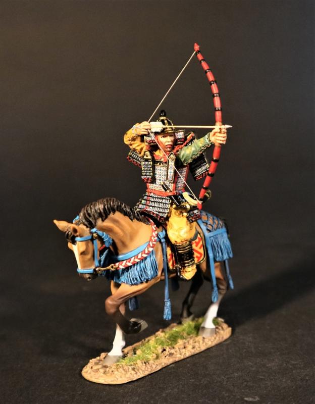 Samurai Horse Archer (black armor, blue horse fittings), The Taira Clan, The Gempei War, 1180-1185--single mounted figure #1