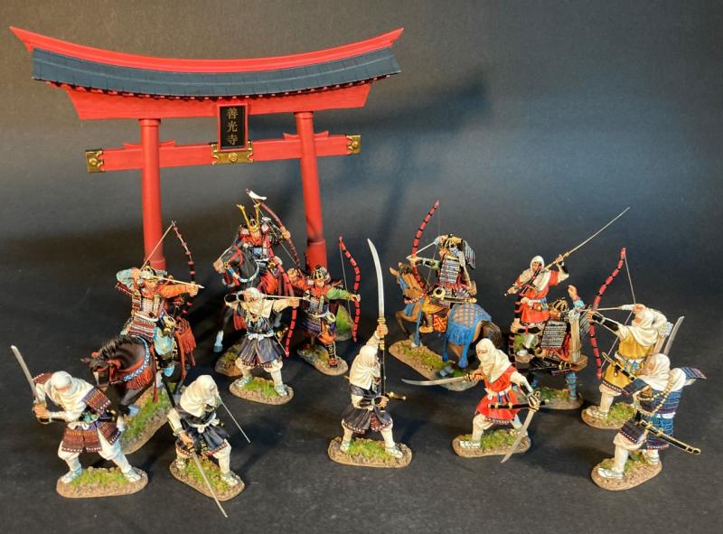 Samurai Horse Archer (black armor, blue horse fittings), The Taira Clan, The Gempei War, 1180-1185--single mounted figure #3