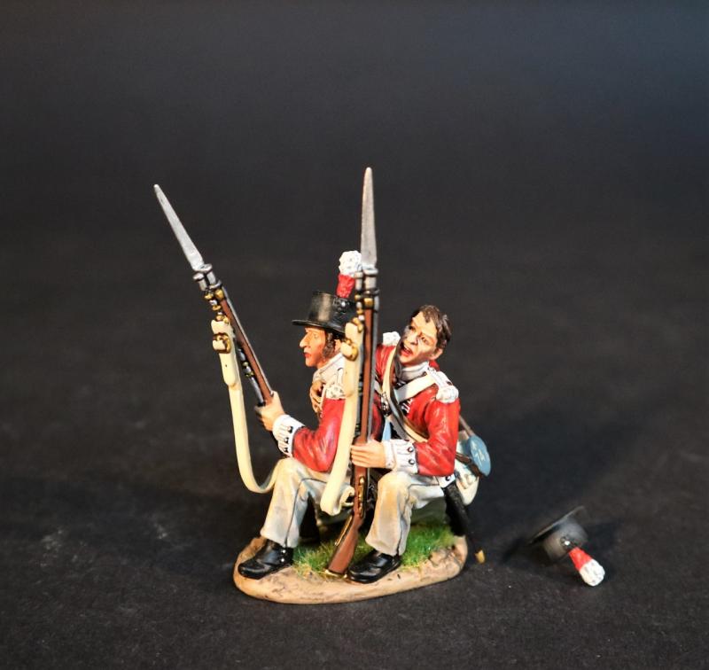 Two Line Infantry (kneeling leaning musket on shoulder with no hat, kneeling at the ready), The 74th (Highland) Regiment, Wellington in India, The Battle of Assaye, 1803--two figures on single base and hat #1