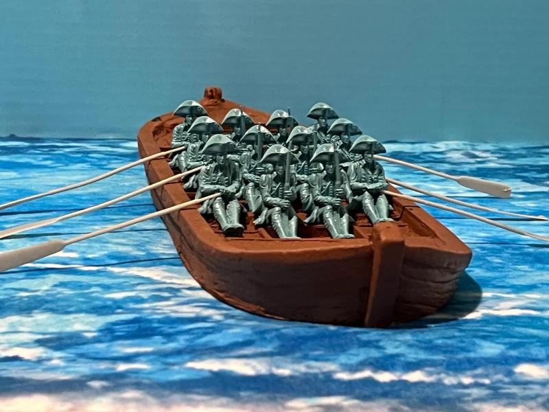 Rowing Troops (Revolutionary War)--15 figures in six poses with six oars (blue) #1
