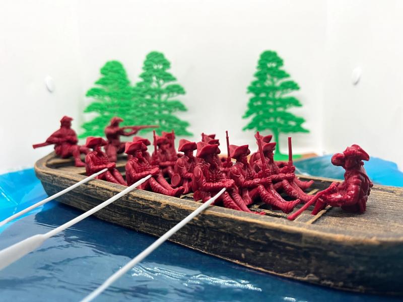 Rowing Troops (Revolutionary War)--15 figures in six poses with six oars (red) #1