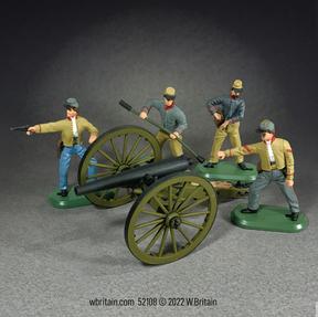 3 Inch Ordinance Rifle Cannon with 4 Confederate Artillery Crew--cannon and four figures #2