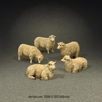 Image of Flock of Sheep--five animal figures