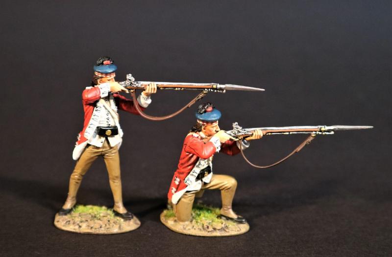 Two Line Infantry in Tam O Shanters Firing (kneeling, standing), 1st Battalion, 71st Regiment of Foot, The British Army, The Battle of Cowpens, January 17, 1781, The American War of Independence, 1775–1783--two figures #1