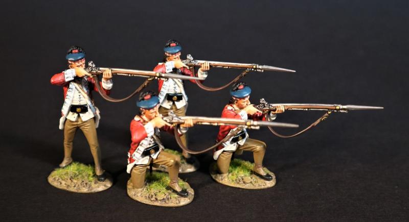 Four Line Infantry in Tam O Shanters Firing (2 kneeling, 2 standing), 1st Battalion, 71st Regiment of Foot, The British Army, The Battle of Cowpens, January 17, 1781, The American War of Independence, 1775–1783--four figures #1