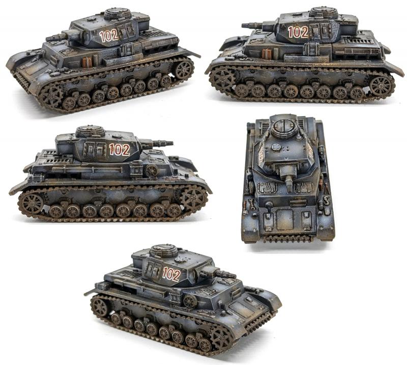 WWII Panzer IV F--six 1:144 scale tanks (unpainted plastic kit) #4