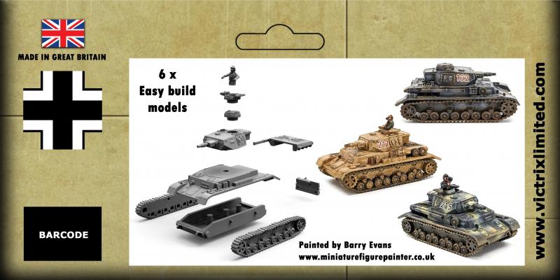 WWII Panzer IV F--six 1:144 scale tanks (unpainted plastic kit) #2