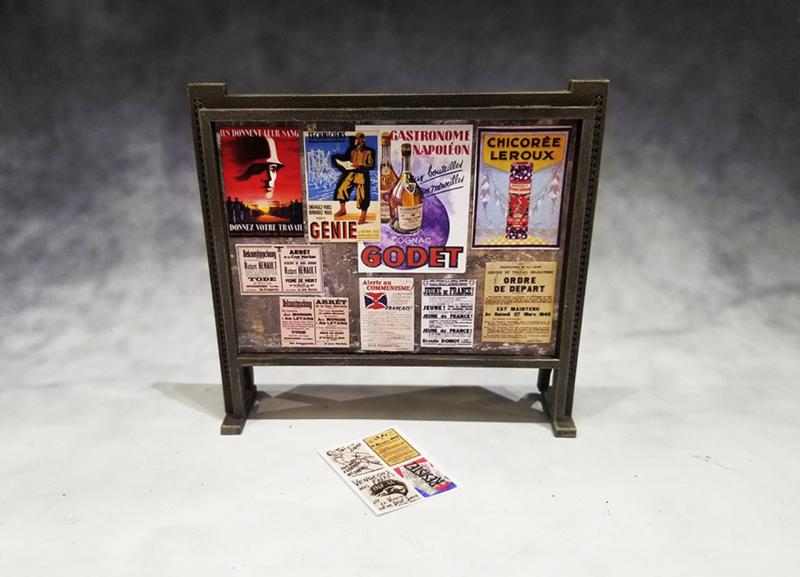 WWII-era Advertising Board (French)--110mm W x 105mm H x 25mm D #1