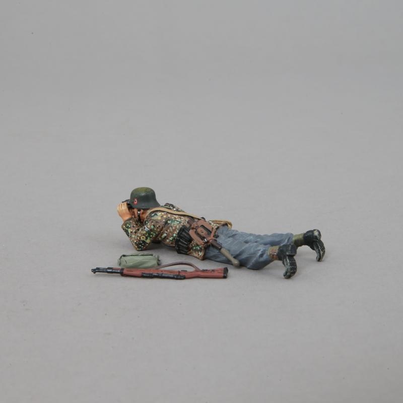 WWII German SS Spotter with Binos, Rifle, and Satchel (lying prone)--single figure -- LAST TWLEVE! #2