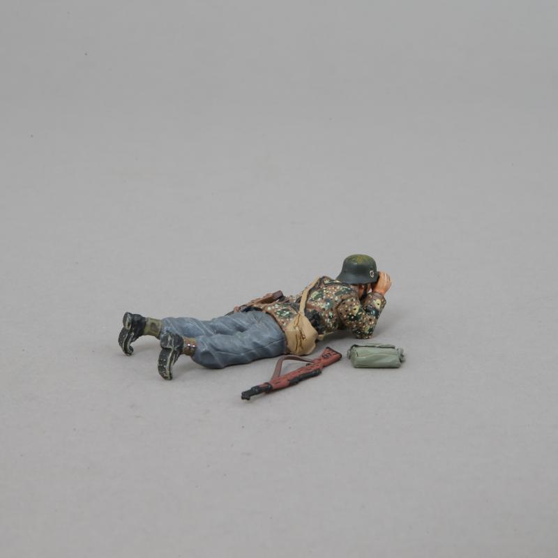 WWII German SS Spotter with Binos, Rifle, and Satchel (lying prone)--single figure -- LAST TWLEVE! #3