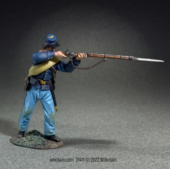 Image of Union Corporal in State Jacket Standing Firing--single figure