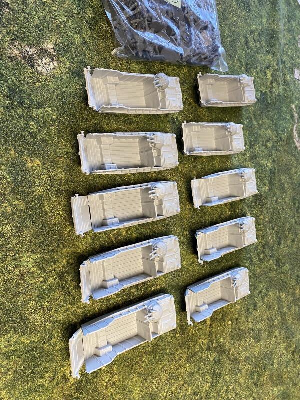 Marx Landing Craft LCVP Fleet--ten in light gray and a bag of MPC-AGUY's #1
