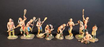 Image of Lacrosse Players, Woodland Indians, The Raid on St. Francis, 1759--eleven figures on ten bases Image of Lacrosse Players, Woodland Indians, The Raid on St. Francis, 1759--eleven figures on ten bases