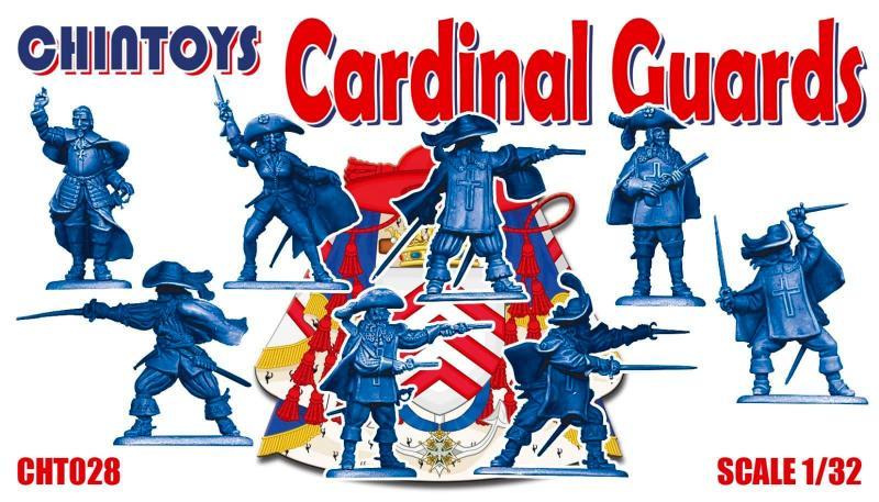 The Cardinal and his Guards--8 figures in 8 poses (Red plastic)--Awaiting Restock. #1