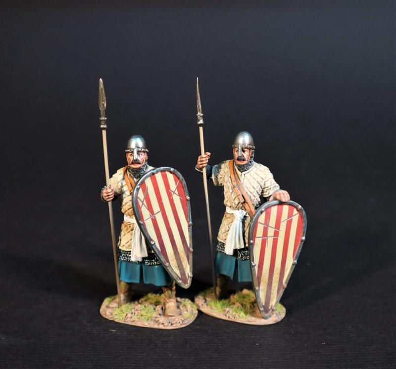 Two Spanish Spearmen Standing (leaning on shield, shield on arm), The Spanish, El Cid and the Reconquista--two figures #1