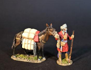 Image of Mountain Man with Pack Mule, The Mountain Men, The Fur Trade--single figure leading single mule figure