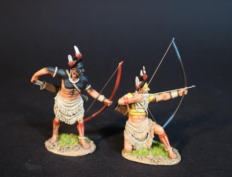 Two Powhatan Warriors ( standing reaching for arrow, kneeling ready to loose), The Powhatan, The Conquest of America--two figures #1