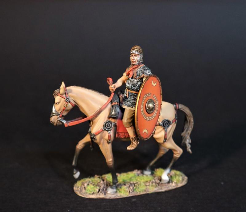 Roman Auxiliary Cavalryman with Red Shield, Roman Auxiliary Cavalry, Armies and Enemies of Ancient Rome--single mounted figure #1
