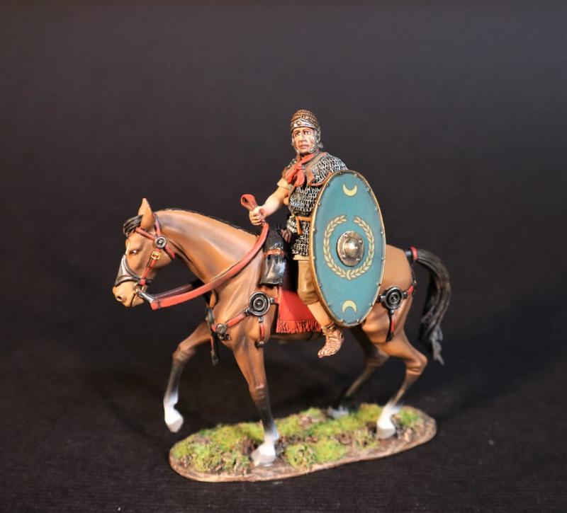 Roman Auxiliary Cavalryman with Green Shield, Roman Auxiliary Cavalry, Armies and Enemies of Ancient Rome--single mounted figure #1
