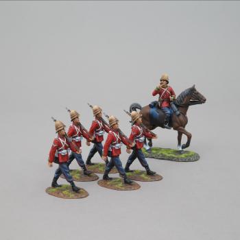 Image of Shouting British Officer and Five Marching Redcoats, The Scramble for Africa--single mounted figure and five foot figures--RETIRED--LAST ONE!!