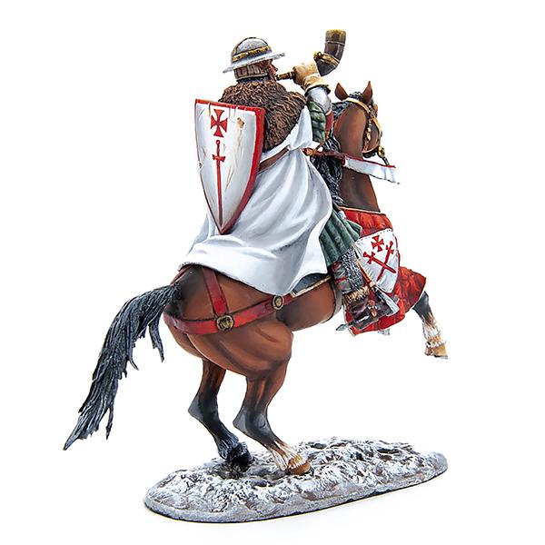Mounted Teutonic Sergeant Blowing Horn, Livonian Order--single mounted figure #3