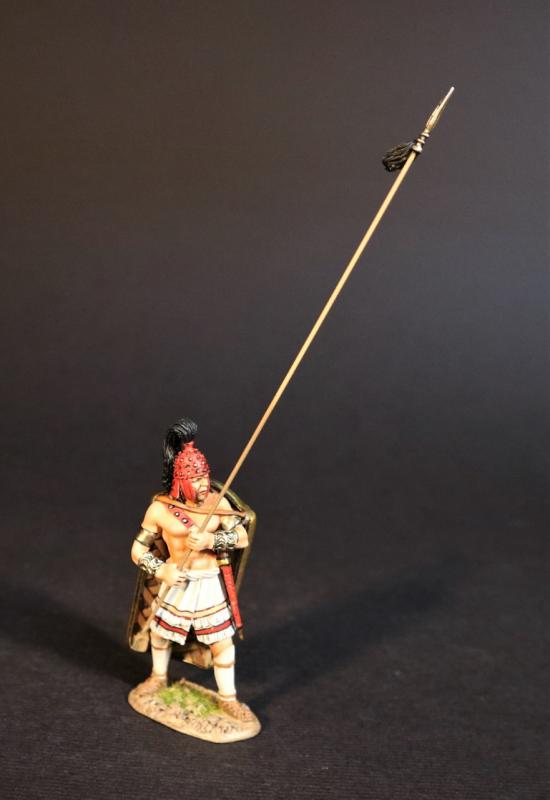 Greek Spearman (red helmet (no horns) large shield, spear at 70 degrees, black ribbon on spear), The Greeks, The Trojan War--single figure #1