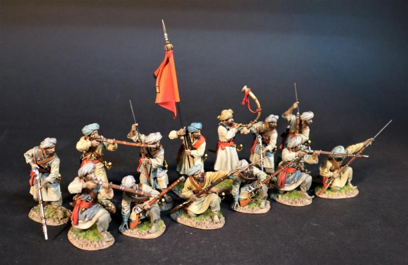 Two Maratha Arab Mercenaries (standing gun pointed down, kneeling loading), Maratha Infantry, The Maratha Empire, Wellington in India, The Battle of Assaye, 1803--two figures #2