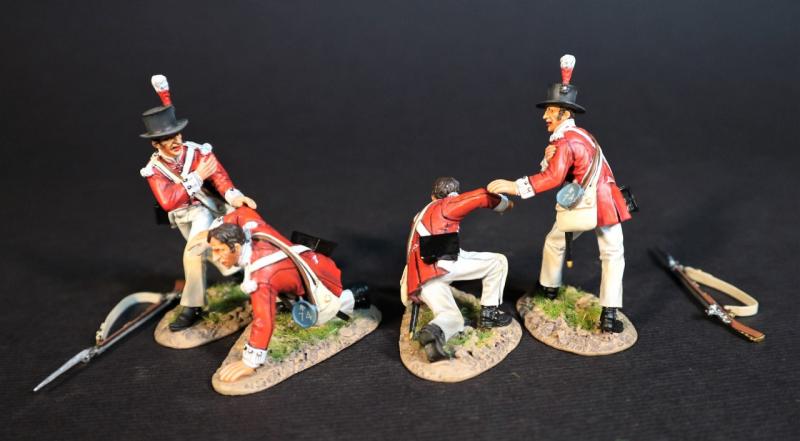 Four Line Infantry (2 wounded troopers helping 2 kneeling wounded troopers to their feet), The 74th (Highland) Regiment of Foot, Wellington in India, The Battle of Assaye, 1803--four figures and 2 guns #1