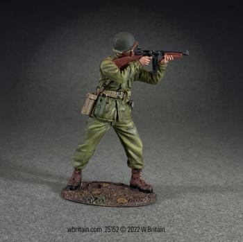 Image of U.S. Infantryman Standing, Firing Thompson From Shoulder, 1944-45--single figure